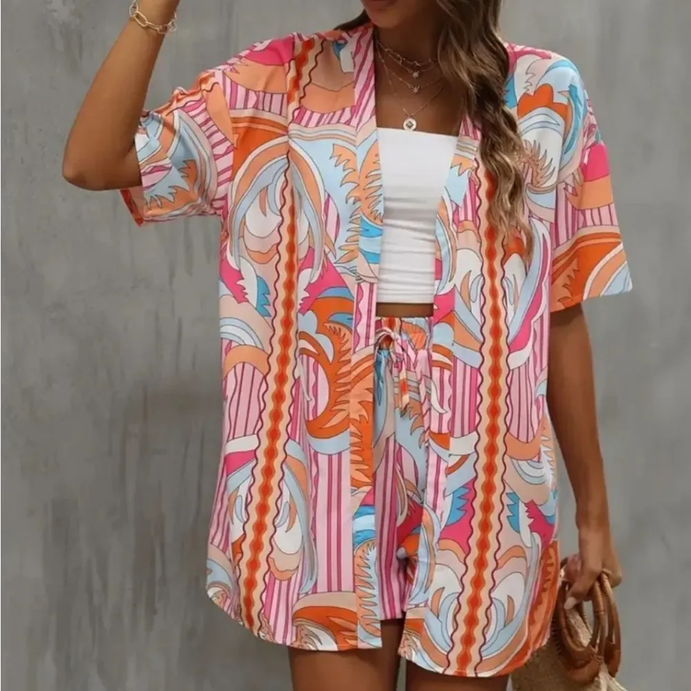 Ladies Bohemian striped two-piece set size Small